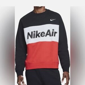*New* Nike Air Men's Black, White, and Red Crewneck Sweater